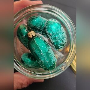 New Jar of Christmas Glass Pickle Ornaments